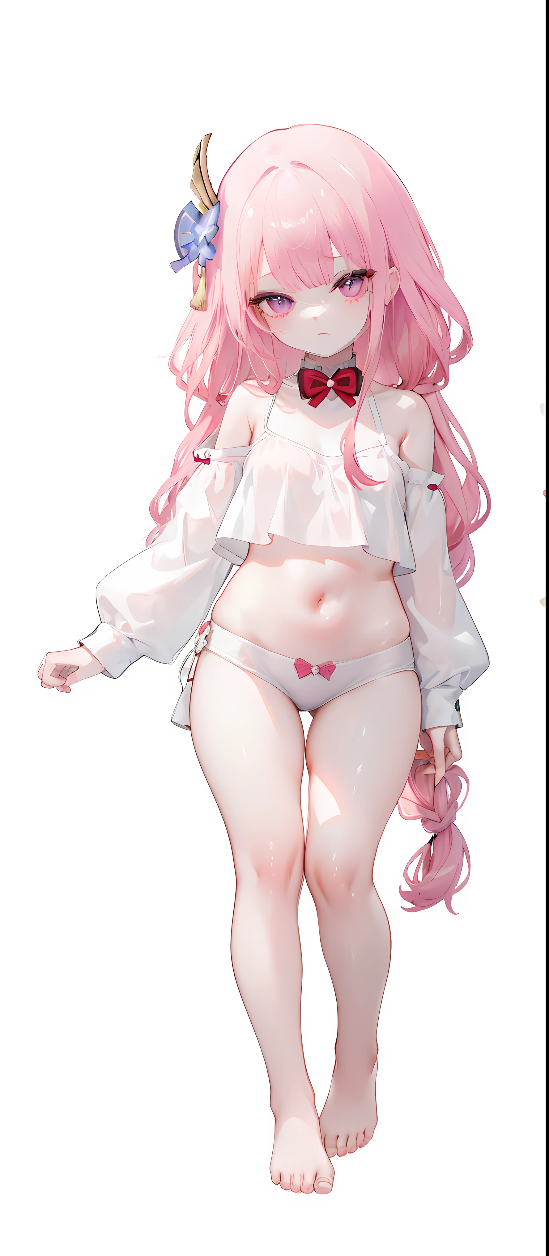 ,child,cute,pink hair,thick thigh ,mini camisole, thick thighs,flat chest,pink mini camisole,crop top,raiden, ,child,flat chest,fullbody,perfect thighs,standing, thick thighs, blushing,lolitanding straight, head to toe capture on the frame,loli,, tbare feet,, ,white background, cute,open abdomen,perfect body ratio, body ratio, white background, front facing, looking at viewer, ,, baby girl
