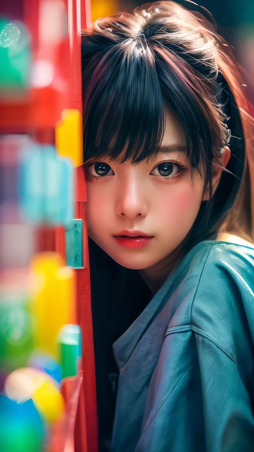 (masterpiece、highest quality、Official Art:1.2)、(colorful)、See who's watching、1 girl、Portraiture、alone、Colorful floating on water、Random sexy poses、peekaboo