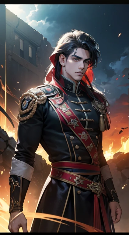 (melhor qualidade, obra de arte, 8k, fotorrealista, cinematic lighting, Imagem HDR, ultra detalhado, Imagem bonita), 1 homem, maduro, muito bonito, serious expression, cabelo preto curto, olhos pretos, arranjar terno