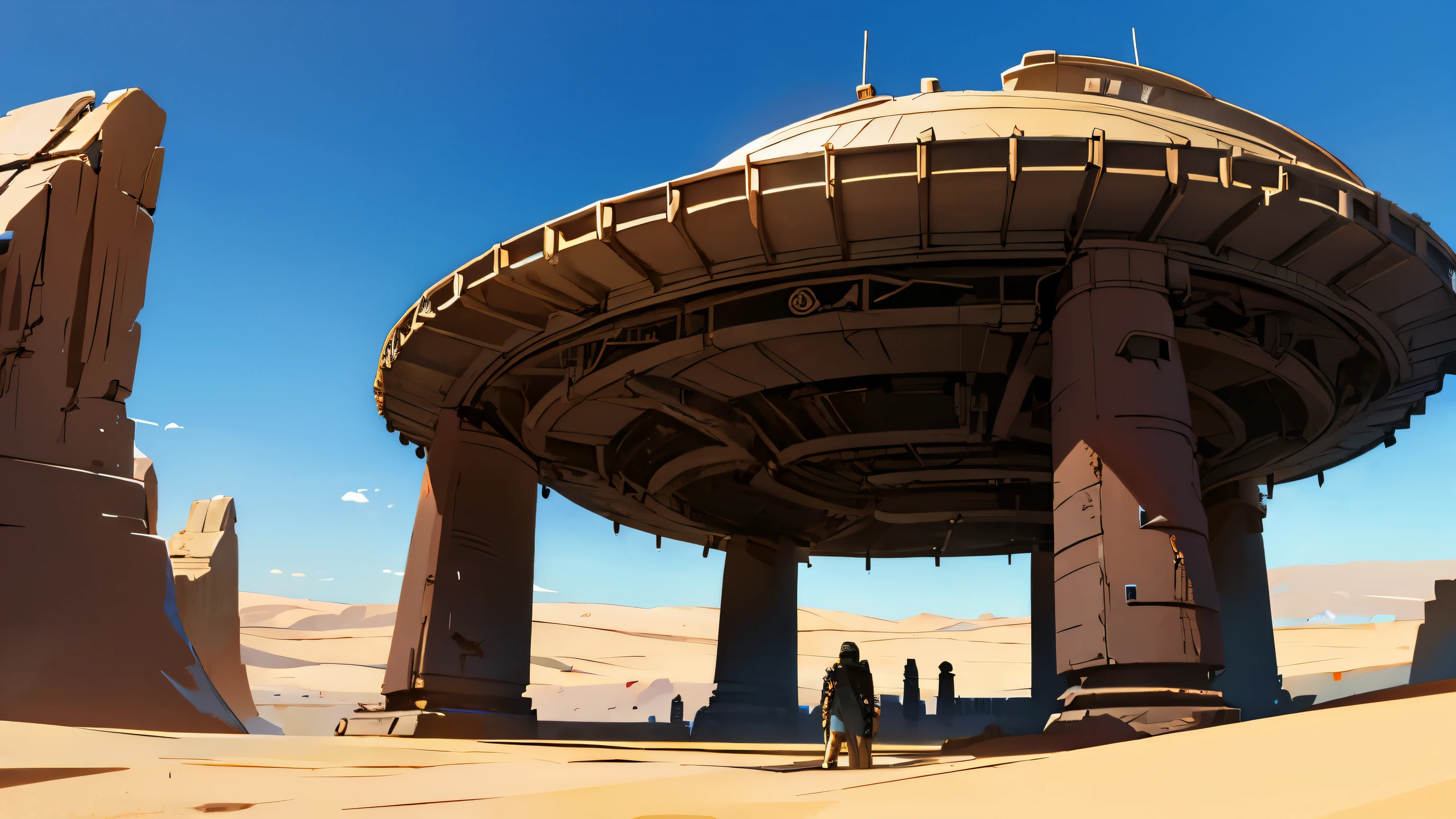 A extra wide desert with a lot of Future City , outdoor , StarWars style