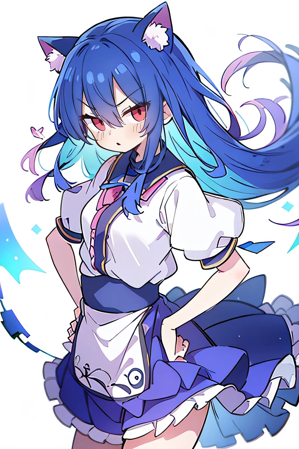 (masterpiece),best quality, expressive eyes, perfect face, 1girl,
Put your hands on your waist,fair, Gorgeous,Japanese cartoons,girl,lola,Hina Angel, blue hair, blue haired, floating clothes,Grab your waist, Grab your waist, hands on hips , hands on hips,sit, sit on ground, Legs on the ground, flat chest,cat ears,Petals fall,