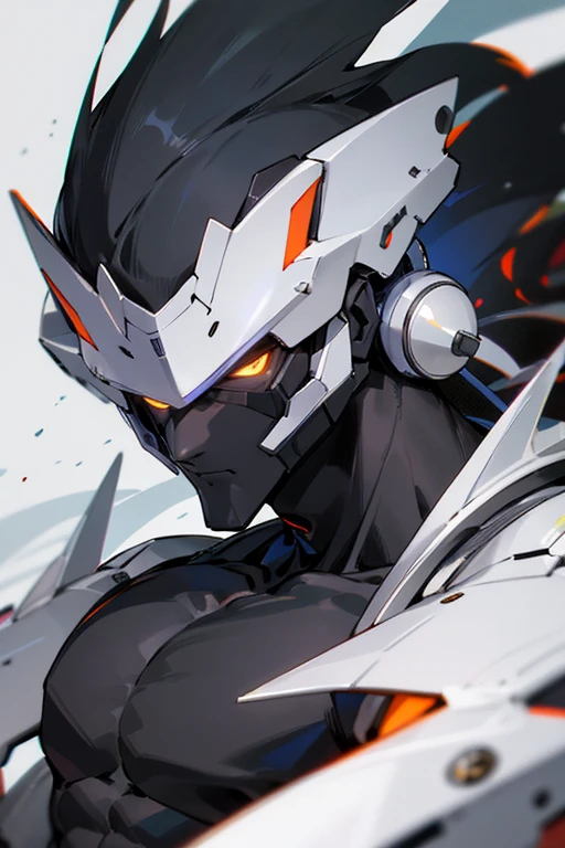Robot, muscular, sensual, color negro, con orejas de gato