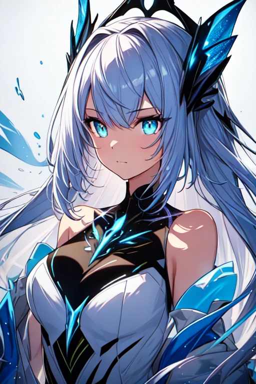 big breasts beautiful， Young woman， In the crystal and ice zone， drifting snow， ride horse， White hours， Gradient hair， Blue hair， blue hairs， twintail hair， eyes reflection， disdain， Ray traching， reflective light， blurry， Glowing light， depth of fields， lightand shade contrast， stereograms， zoom layer， cowboy lens， f/2.8， Bokeh， tmasterpiece， best qualtiy， high qulity， k hd，White stockings