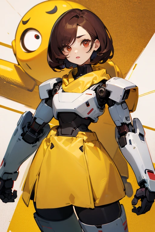 Chica, Androide, robot, brown hair , ojos marrones,