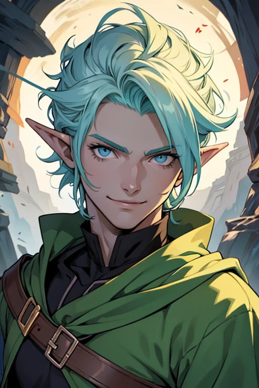 anime - imagem estilo de um jovem elfo com olhos roxos e cabelos brancos, a portrait of um elfo masculino, lindo elfo masculino, um elfo masculino, retrato de um jovem elfo bruxo, handsome guy in demon slayer art, elfo masculino, jovem meio elfo bruxo, handsome androgynous prince, elven character with smile, obras de arte no estilo de guweiz, serious,