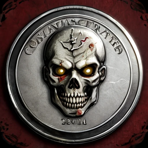 Zombie pattern on coin、silver coin