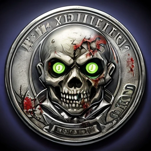 Zombie pattern on coin、silver coin