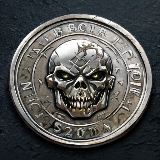 Zombie pattern on coin、silver coin
