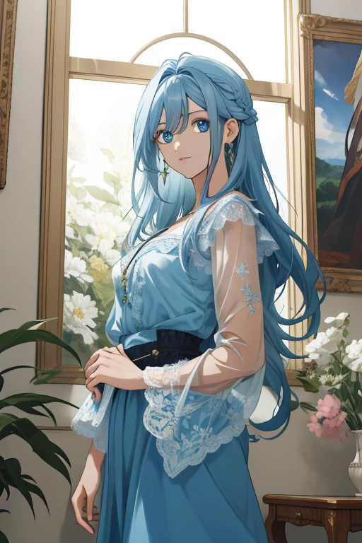 (absurdo, high resolution, ultra detalhado), When I noticed a pintura on the wall.
It was a portrait of my family.
Zephyr ficou ao lado. Valendrya. Seus cabelos escuros e olhos dourados pareciam muito comigo.
I stood in front of her with Valsendrake and Icarus at my side.
pintura