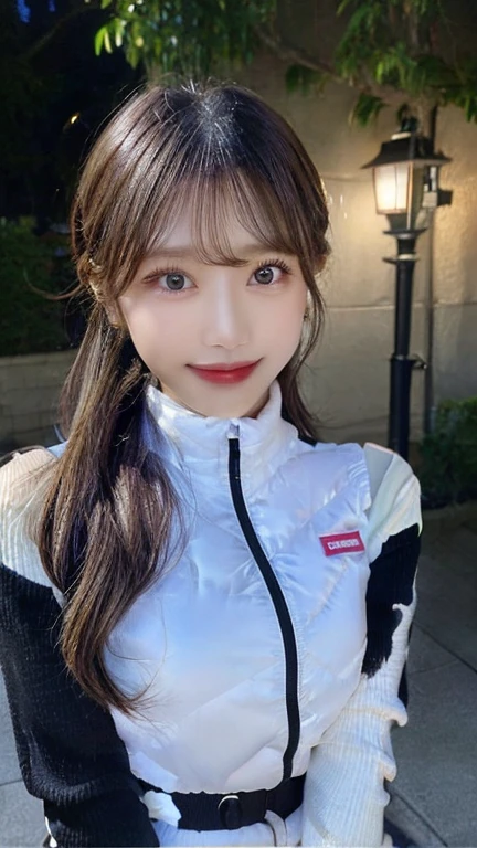 Woman standing upright facing the camera、Accentuate the cleavage、Light clothing、Expose、thin white shirt、(highest quality,masterpiece:1.3,超A high resolution,),(Very detailed,Caustics),(Photorealistic:1.4,RAW shooting,)Ultra-Realistic Capture,Very detailed,High resolution 16K suitable for human skin、 Natural skin texture、、Skin tone looks even and healthy、 Use natural light and color,One Woman,Japanese,,cute,Gray-haired,Middle Hair,(Written boundary depth、chromatic aberration、、wide range of lighting、natural shadows、)、(outdoor lights at night:1.4)、(Hair swaying in the wind:1)、short hair、hair ornaments、Put it on your ear、Casual hair,(astrovest):2,(black sleeves):2,headphone,smile,inside spacecraft