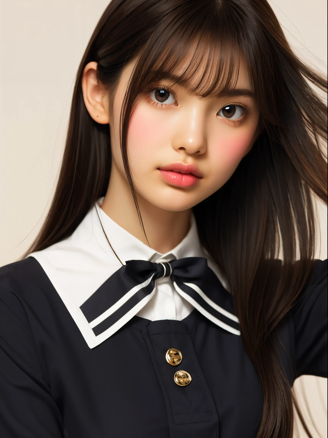 (Close up portrait of twin-tailed hair girl with slender small breasts in summer uniform:1.3)、(without background:1.3)、(tre anatomically correct:1.3)、(complete hands:1.3)、(complete fingers:1.3)、Photorealsitic、Raw photography、masutepiece、top-quality、Hi-Res、delicate and pretty、face perfect、Beautiful detailed eyes、Fair skin、Real Human Skin、pores、((thin legs))、(Dark hair)