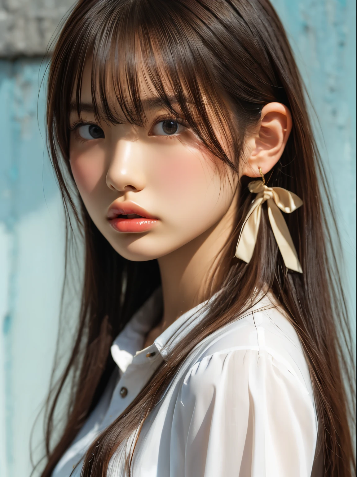 (Close up portrait of twin-tailed hair girl with slender small breasts in summer uniform:1.3)、(without background:1.3)、(tre anatomically correct:1.3)、(complete hands:1.3)、(complete fingers:1.3)、Photorealsitic、Raw photography、masutepiece、top-quality、Hi-Res、delicate and pretty、face perfect、Beautiful detailed eyes、Fair skin、Real Human Skin、pores、((thin legs))、(Dark hair)