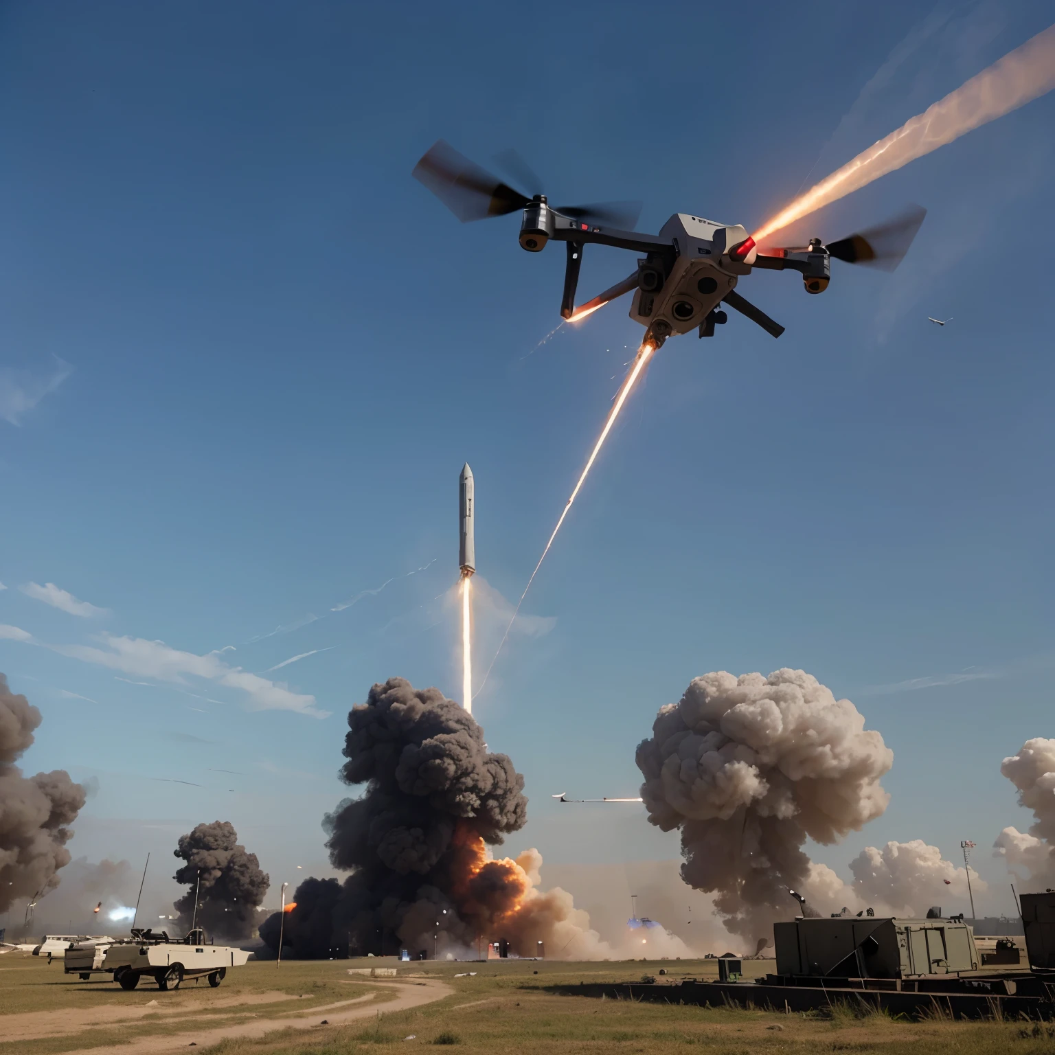 A few missiles and a few drones are attacking a country