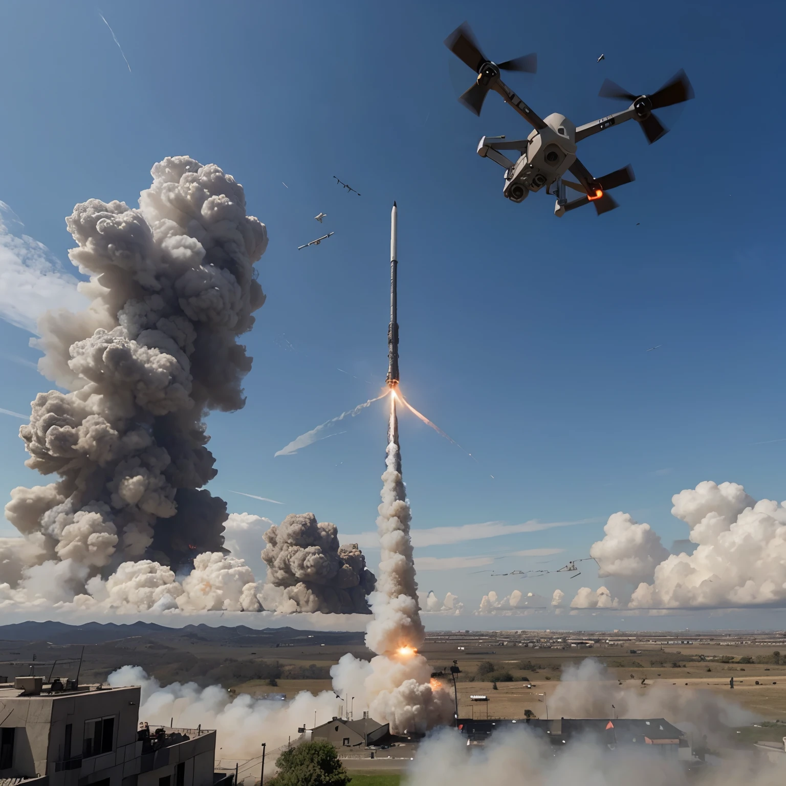 A few missiles and a few drones are attacking a country