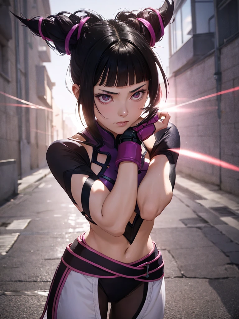 Juri Han, street fighter(master part, best quality, ultra-detalhado, Melhor sombra), (Antecedentes detalhados, Olhando para o Viewer, Serious, irritado), Rosto detalhado, (best ilumination), ((Cinematic light)), colorido, hiper detalhe, dramatic light, detalhes intrincados