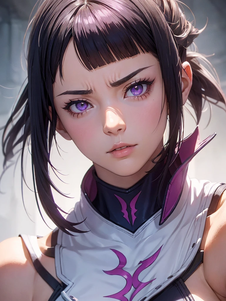 Juri Han, street fighter(master part, best quality, ultra-detalhado, Melhor sombra), (Antecedentes detalhados, Olhando para o Viewer, Serious, irritado), Rosto detalhado, (best ilumination), ((Cinematic light)), colorido, hiper detalhe, dramatic light, detalhes intrincados