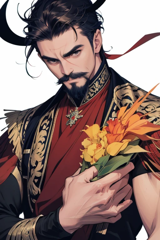(masterpiece, ultra high res, 16k uhd, high quality),1demon king with mustache,