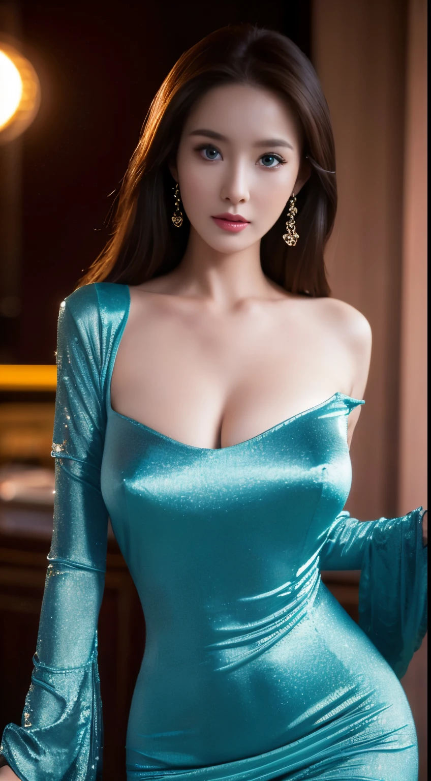 (absurderes, A high resolution, Ultra detailed), 1girll, Constellation – Goddess Aries , Solo, mature, baroque, Long dress, longer sleeves, elegant, Colorful, highest details, Upper body , Sunset hair . fire eyes . Brave, willful, Productive, The enterprising humanitarian face .