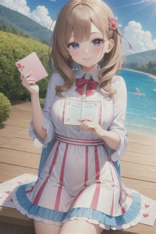 Very detailed, masterpiece, highest quality, Love Letter, throw,smile,blush
