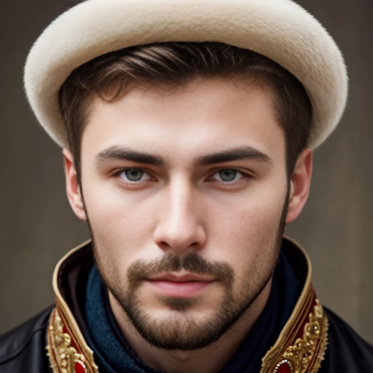 a beautiful russian man focus on face