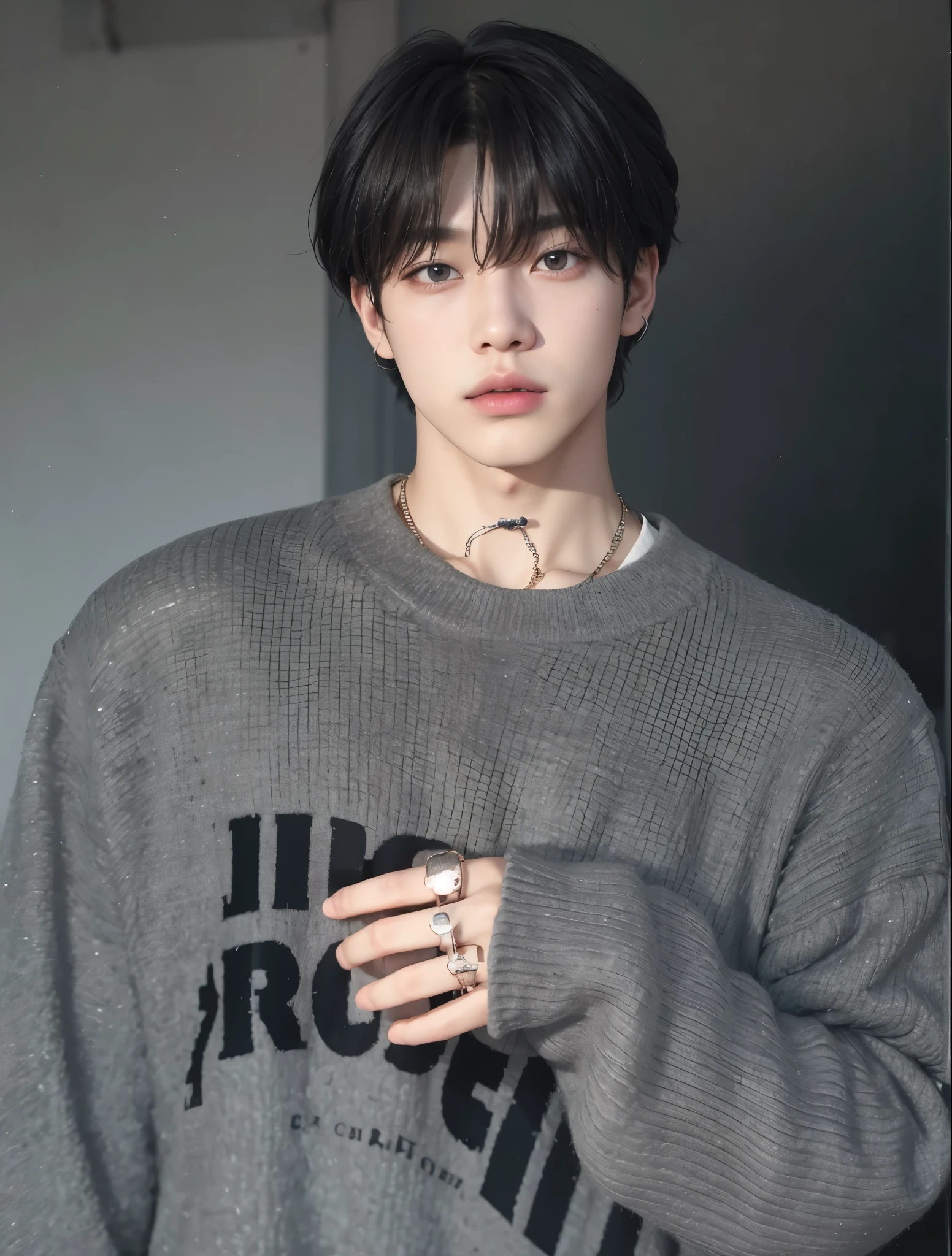 arafed man with a ring on his finger and a sweater, kim doyoung, male ulzzang, jinyoung shin, cai xukun, portrait of jossi of blackpink, jung jaehyun, taejune kim, jinyoung shin aesthetic, hong june hyung, jimin, hyung tae, ji-min, inspired by jeonseok lee, inspired by Bian Shoumin