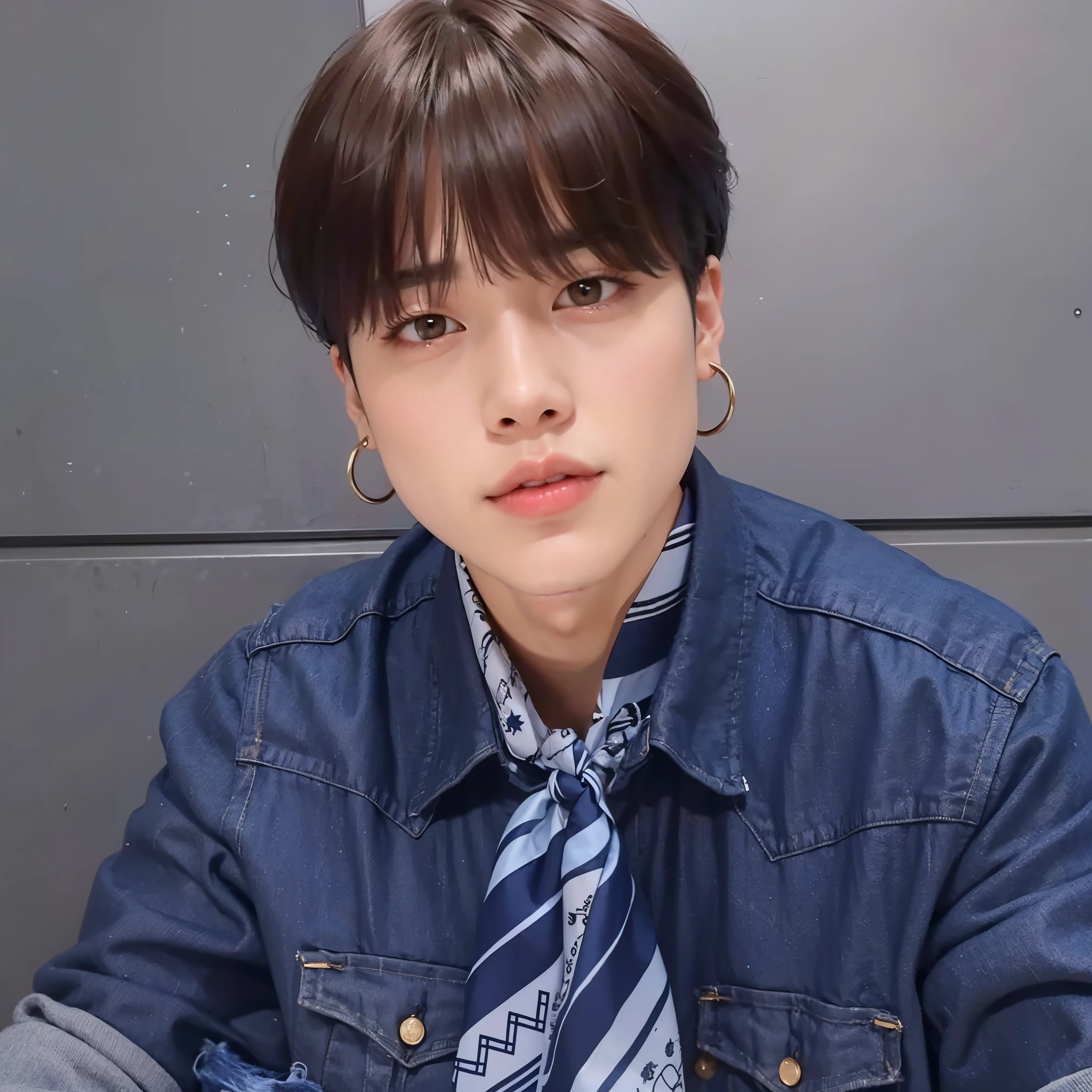 homem arafiado vestindo gravata e camisa jeans sentado em uma mesa, Jimin, park Jimin, Kim Doyoung, Jimin\the full lips, accurate Jimin face, hyung tae, Jimin\o nariz grego, Jimin\the right eyelid is swollen, Jungkook, Jung Jaehyun, Retrato de Jossi do Blackpink, taejune kim, profile picture with headshot