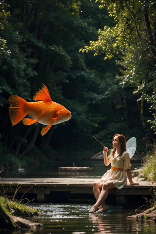 create an image based on the fairy tale about the goldfish and the fisherman