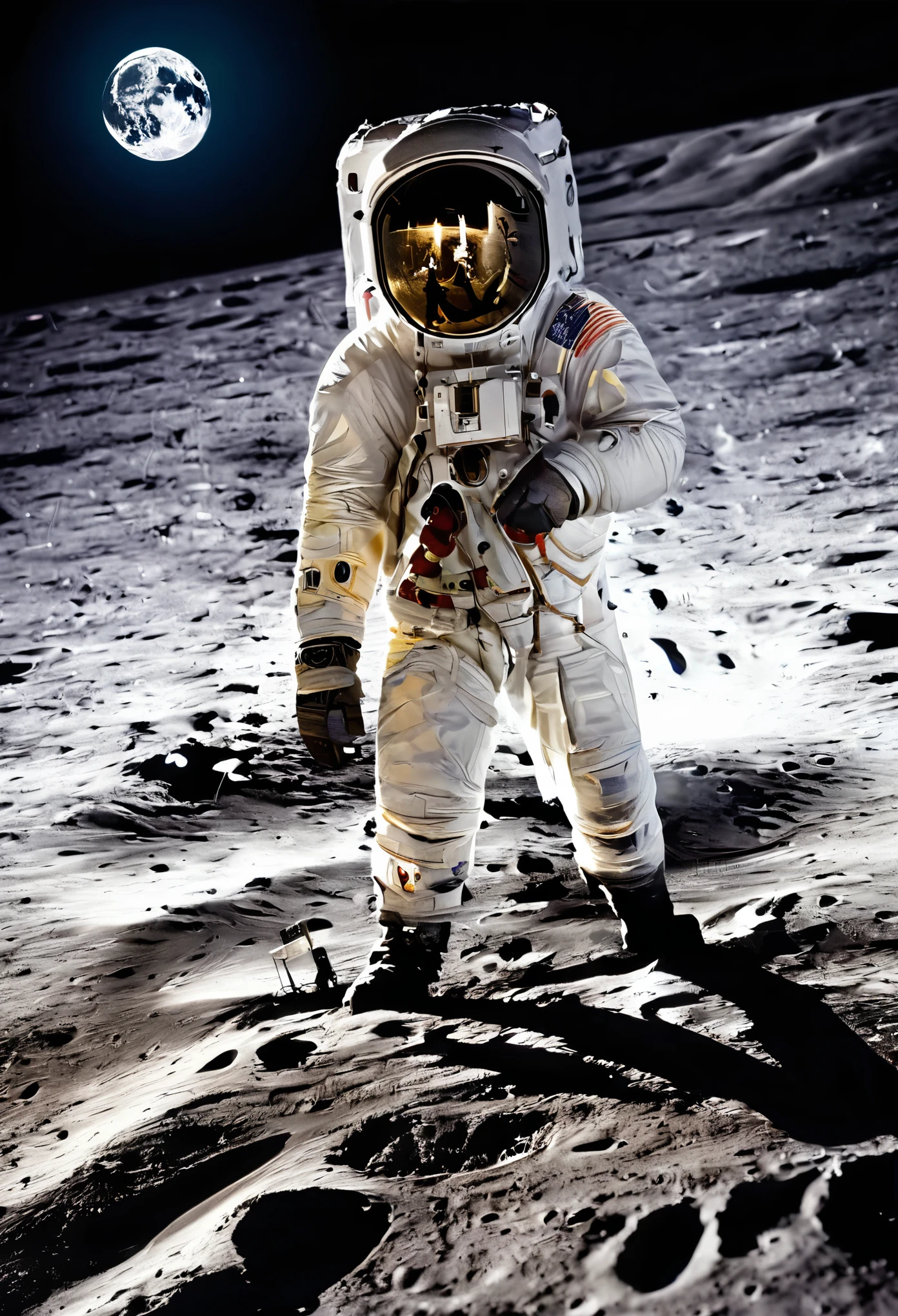 Astronauta en la luna,mirando a la tierra