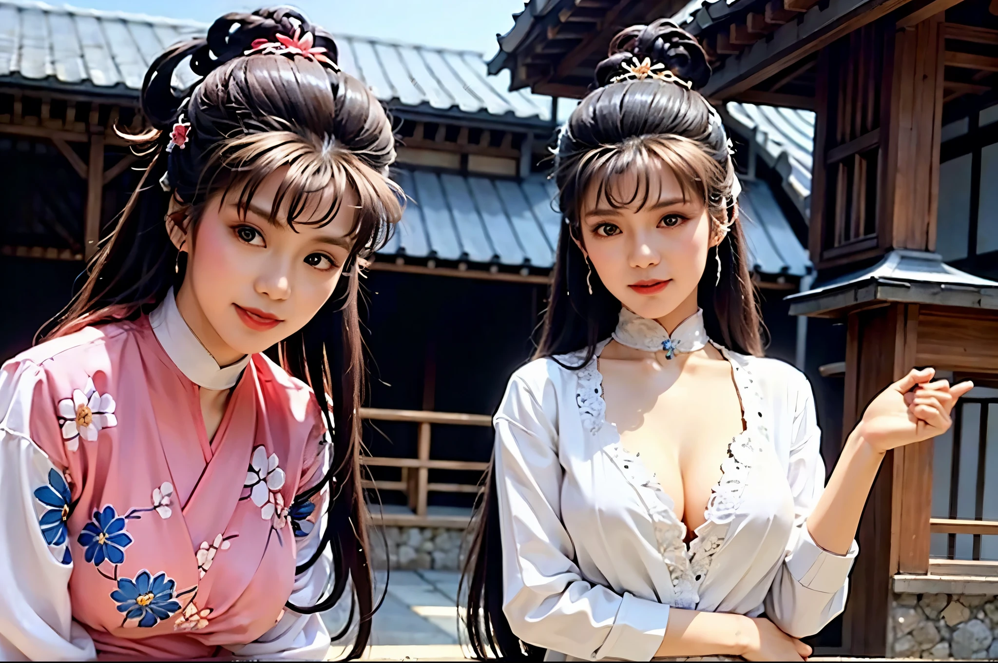 there is a woman in a wet lace white dress posing on the beach, gigantic cleavage breasts, trending on cgstation, wlop and sakimichan, artwork in the style of guweiz, cinematic. by leng jun, wlop and ross tran, by Victor Wang, a beautiful fantasy empress, guweiz, ruan jia and artgerm, beautiful fantasy maiden, japanese goddess, It was empty inside and she didn't even wear a bra, When she moved her body, her two fat and white breasts swayed left and right, Under the friction with her clothes, her two lotus seed-sized nipples actually stood up, making her clothes bulge out by two pointed,