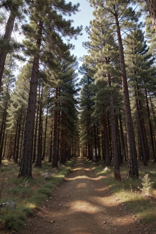 create a picture about a morning in a pine forest