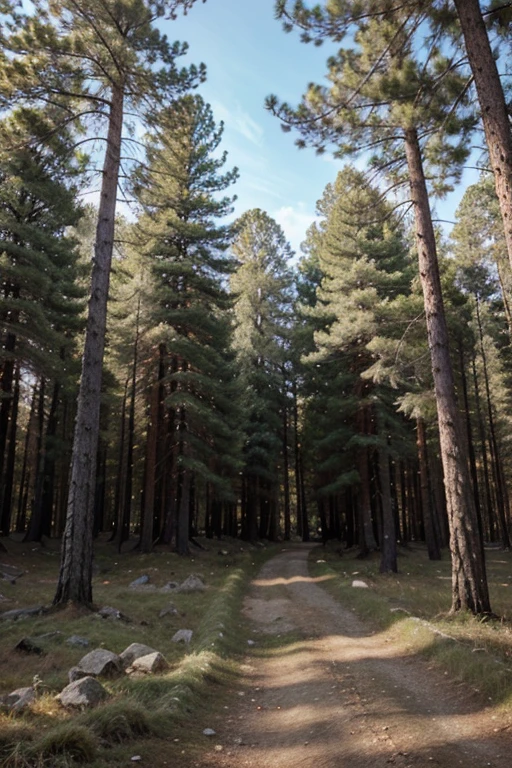 create a picture about a morning in a pine forest