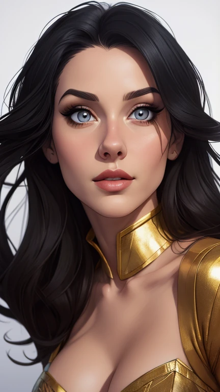 estilo de desenho (animado:1), mulher Imagem de desenho animado de uma mulher, Best Quality, Masterpiece, High Detail, Realistic, High Definition, Leanna Decker (film Star:1), black hair, Hourglass Figure, (gold Dancing costume:1), Ancient, Night, nearly naked, Ancient Costume, Seduction, an erotic face, expressive face, beautiful Martian princess, detailed exotic eye makeup, detailed face, detailed skin, NSFW, garota super fofa, authoritarian would be facial expression, cartoon style illustration, estilo de arte dos desenhos animados, estilo de arte dos desenhos animados, digital illustration style, design de personagens altamente detalhado, arte digital detalhada fofa, City fan art, design de persona gem retrato, beautiful digital illustration, retrato de alta qualidade, arte em quadrinhos, retrato do design do personagem, white background Buso (without clothes:1) and big breasts female