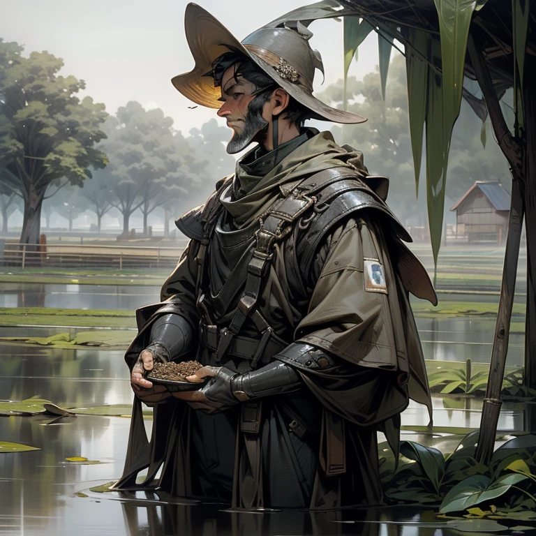 Dark Fantasy, Realistic Image:
humanoid duck farmer, imagem realizada (Portuguese for "realistic image")
A humanoid duck farmer, a peculiar being with the upper body of a man and the lower body of a duck, toils on his surreal farm. The farmland is dotted with rows of aquatic plants and ponds teeming with colorful ducks. The farmer, wearing wading boots and overalls, is in the midst of tending to his feathered creatures. His expressions are human, displaying a sense of care and dedication towards his farm. The surroundings are rendered in highly detailed and lifelike manner, bringing the farm to life in the view
