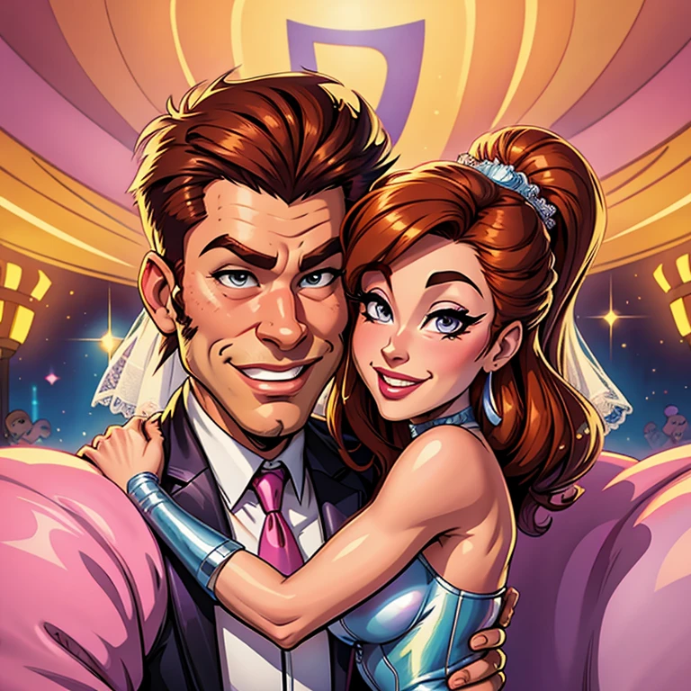 digital drawing, 4k, pixar, cartoon of a bride and groom hugging each other, caricature illustration, in cartoon style, caricatura style, wedding, caricatura!!!, cartoon digital art, digital art cartoon, caricature, caricature, caricature, cartoon style illustration, happy couple, cartoon digital painting, cartoon art, cartoon artstyle, added detail, cartoonish, cartoon style, cartoon portrait, cartoon