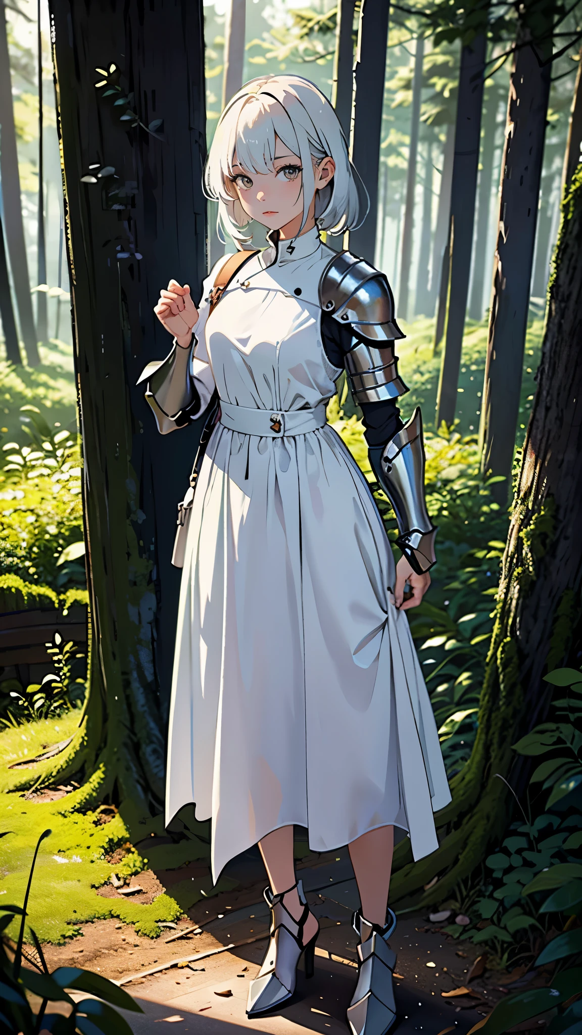 Dress in Armor, White shirt, forest