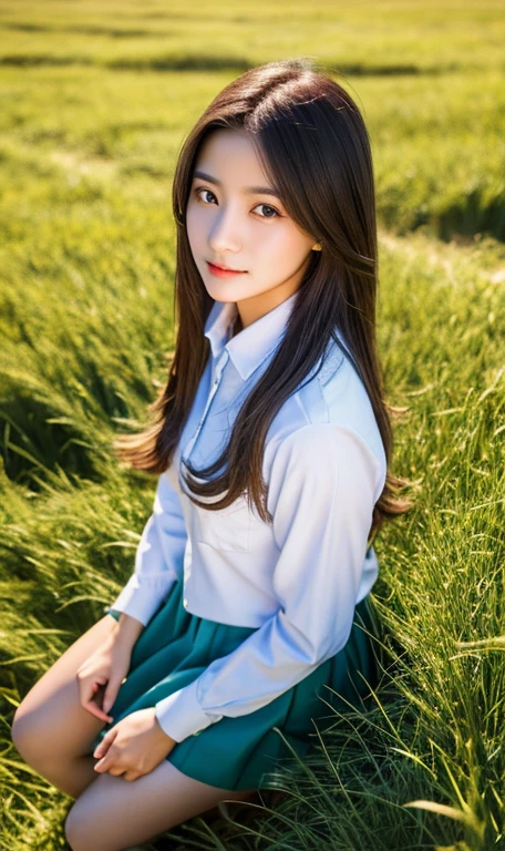 (RAW Photos:1.2),high quality,Beautiful and meticulous girl,highly detailed eyes and face,Beautiful and fine details,Huge file sizes,High resolution,8K wallpaper with attention to detail,Highly detailed stock code uniform 8k wallpaper,Light on face,Cinema lighting,,Sexy pose,(Photorealism:1.4),Awareness-raising,Surreal Realism,Super Detail, masterpiece, In the green grassland,Scenic area,Wear casual clothes,full body shot,big chest,low chest