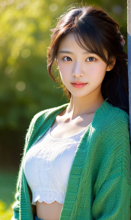 (RAW Photos:1.2),high quality,Beautiful and meticulous girl,highly detailed eyes and face,Beautiful and fine details,Huge file sizes,High resolution,8K wallpaper with attention to detail,Highly detailed stock code uniform 8k wallpaper,Light on face,Cinema lighting,16-year-old girl,Sexy pose,(Photorealism:1.4),Awareness-raising,Surreal Realism,Super Detail, masterpiece, In the green grassland,Scenic area,Wear casual clothes,full body shot,big chest,palm-sized chest