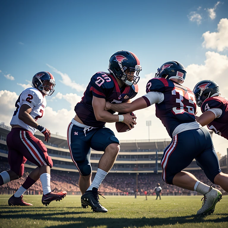 2 teams of 11 people playing American football