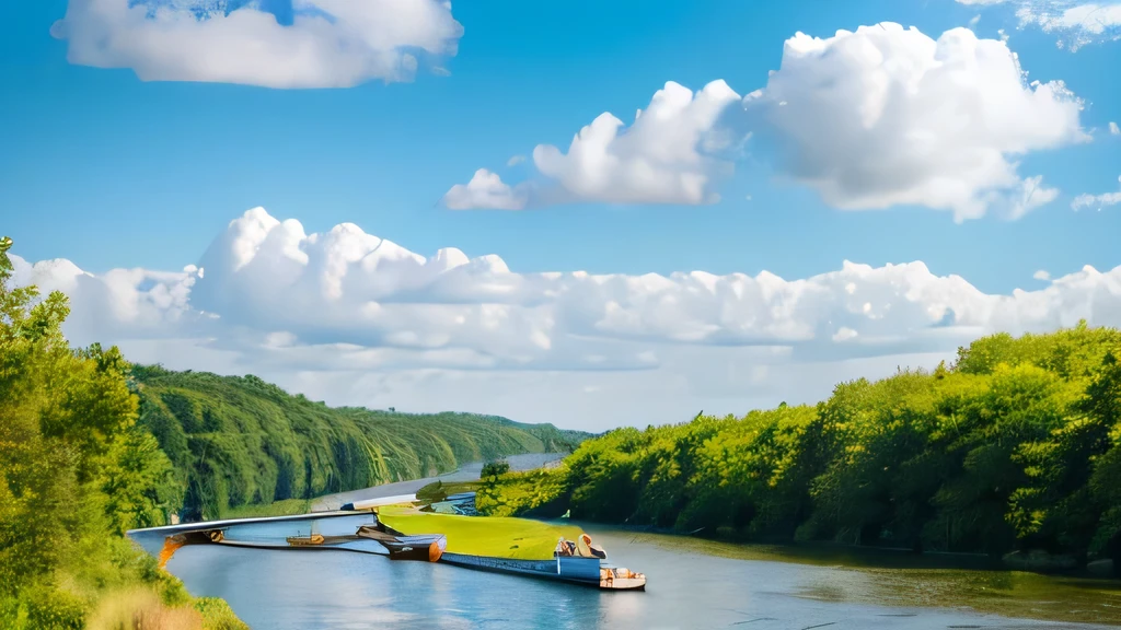 High resolution,High resolution,high quality,landscape,Realistic,blue sky,Along the River,Walking Course