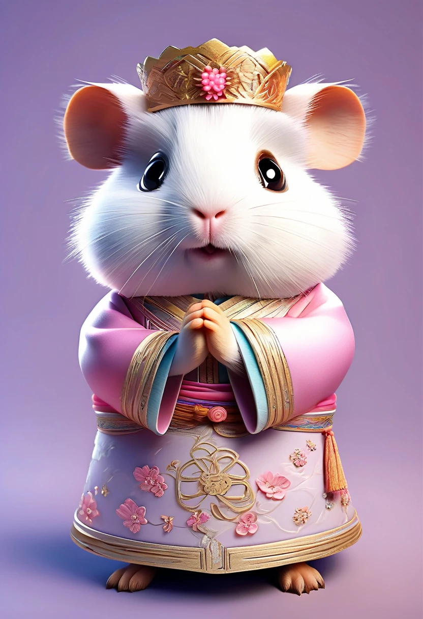 (A guinea pig )Dressed in pastel Chinese Tang Dynasty clothing, Super cute, Movie Lighting, intricate filigree design, Pixar style, personification, big eyes, Smile, Peach Blossom, flow, charming, immortal, Fluffy, shiny bristles, Putars, fairy tale, Unreal Engine 5 and Octane Rendering, Extremely detailed, 4K, Popular art sites, Gorgeous, Ultra wide angle, 4K--ar 10:16 --Test --Video --upbeta