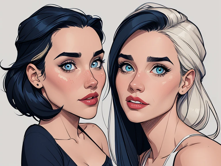 Beautiful and dynamic character pose snow white together with cinderella with body in symmetry a beast with corset and beautiful breasts, corpo bem definidoPersonagem mulher bruxa Jennifer Connelly com marcas de guerras Imagem de desenho animado de uma mulher .cartoon style illustration, estilo de arte dos desenhos animados, estilo de arte dos desenhos animados, Estilo de digital illustration, design de personagens altamente detalhado, arte digital detalhada coragem, cemetery with zombies, Design de personagens de retrato, linda digital illustration, retrato de alta qualidade, Arte em quadrinhos, mulher jovem cabelo com transas lindas . Beautiful lined eyes Medium large bust and wonderful sexy clothes. image expression of sexual desire from waist to head illustration Jennifer Connelly , delicado e sensual, estilo de desenho animado, digital illustration
