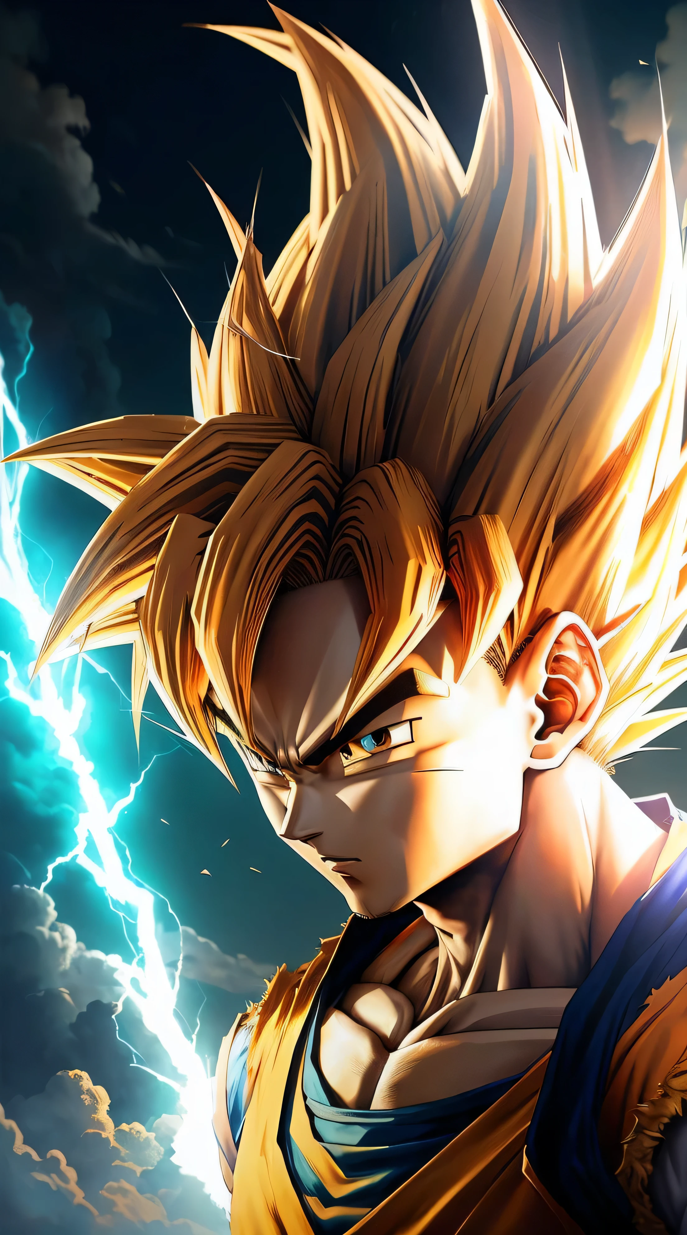 anime artwork, Beautiful light effect, Very detailed, son goku (Dragon Ball)