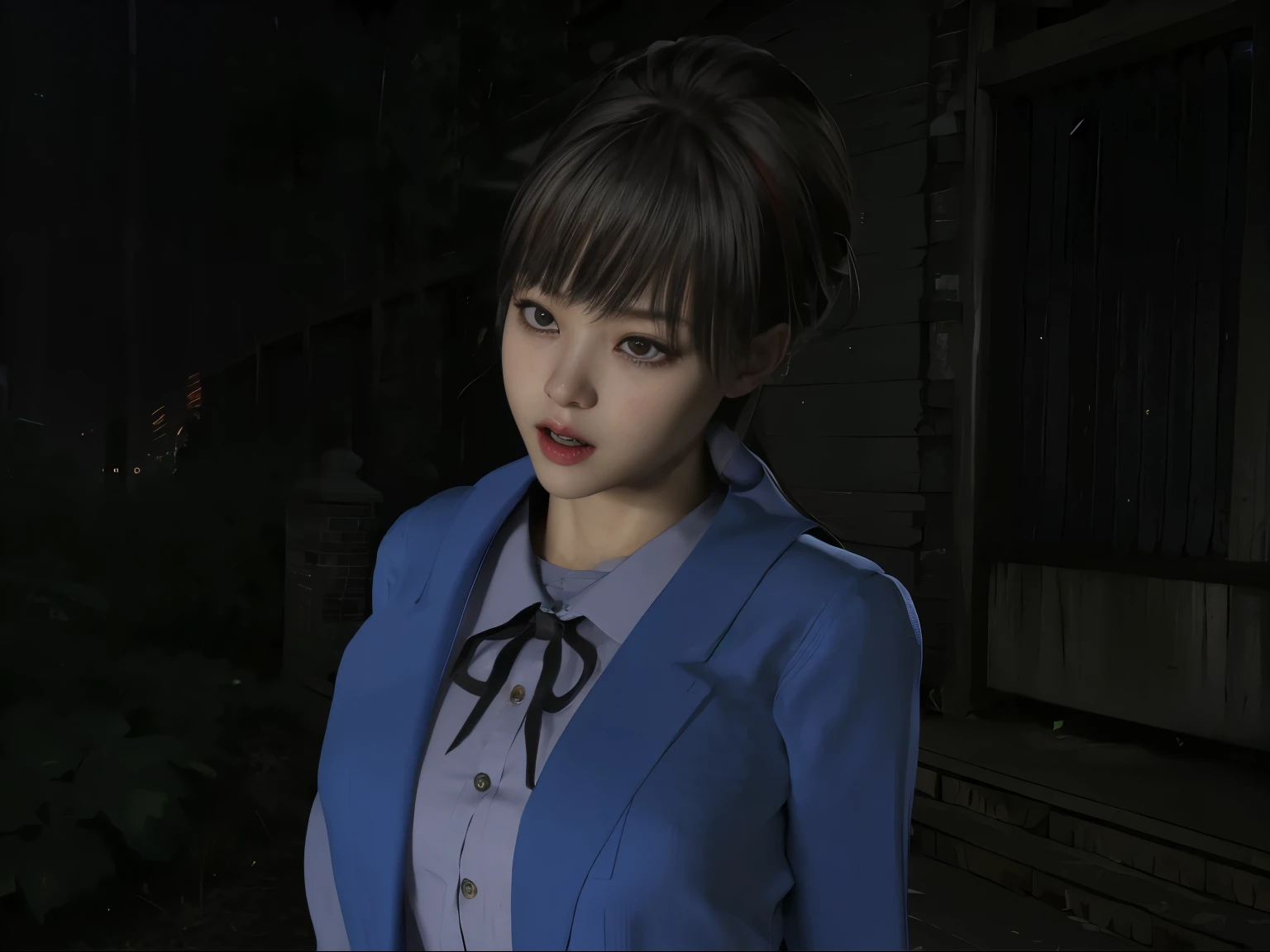 ((She is so surprised that she screams、Fear))、(8k, highest quality, masterpiece:1.2), (Realistic, photo-Realistic:1.37), Very detailed,highest quality, Ultra-high resolution, professional lighting, Photon Mapping, Radio City, physically based rendering, movie lighting, Midnight Road,Written boundary depth, Sharp focus,Sunbeam, Good composition,(Bokeh:1.2) 1 girl,alone,(whole body), (Mouth closed),Beautiful and beautiful eyes, Temporarily stop, Tight waist,Japanese , Black Hair,Messy Hair,Long hair blowing in the wind,(Ulzzang-6500:1.2) Mix 4, Hello