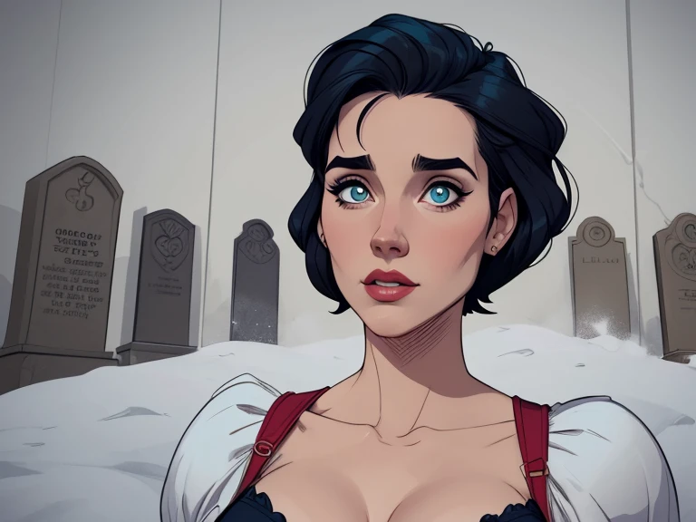 Beautiful and dynamic character pose snow white together with cinderella with body in symmetry a beast with corset and beautiful breasts, corpo bem definidoPersonagem mulher bruxa Jennifer Connelly com marcas de guerras Imagem de desenho animado de uma mulher .cartoon style illustration, estilo de arte dos desenhos animados, estilo de arte dos desenhos animados, Estilo de digital illustration, design de personagens altamente detalhado, arte digital detalhada coragem, of the cemetery with dead zombies behind her trying to catch her, Design de personagens de retrato, linda digital illustration, retrato de alta qualidade, Arte em quadrinhos, mulher jovem cabelo com transas lindas . Beautiful lined eyes Medium large bust and wonderful sexy clothes. image expression of sexual desire from waist to head illustration Jennifer Connelly ,with an expression of delicate and sensual fear, estilo de desenho animado, digital illustration