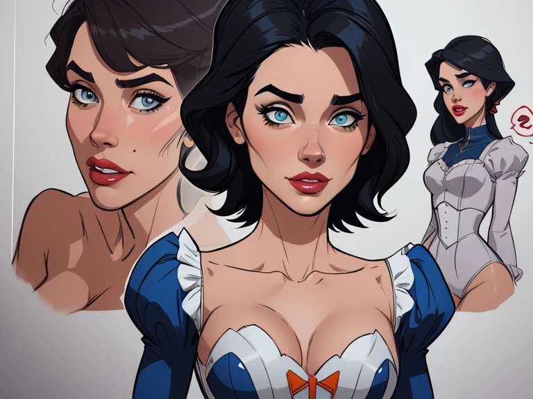 Beautiful and dynamic character pose snow white together with cinderella with body in symmetry a beast with corset and beautiful breasts, corpo bem definidoPersonagem mulher bruxa Jennifer Connelly com marcas de guerras Imagem de desenho animado de uma mulher .cartoon style illustration, estilo de arte dos desenhos animados, estilo de arte dos desenhos animados, Estilo de digital illustration, design de personagens altamente detalhado, arte digital detalhada coragem, cemetery with zombies, Design de personagens de retrato, linda digital illustration, retrato de alta qualidade, Arte em quadrinhos, mulher jovem cabelo com transas lindas . Beautiful lined eyes Medium large bust and wonderful sexy clothes. image expression of sexual desire from waist to head illustration Jennifer Connelly , delicado e sensual, estilo de desenho animado, digital illustration
