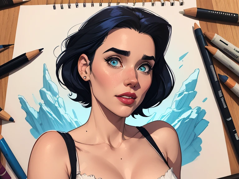 Beautiful and dynamic character pose snow white together with cinderella with body in symmetry a beast with corset and beautiful breasts, corpo bem definidoPersonagem mulher bruxa Jennifer Connelly com marcas de guerras Imagem de desenho animado de uma mulher .cartoon style illustration, estilo de arte dos desenhos animados, estilo de arte dos desenhos animados, Estilo de digital illustration, design de personagens altamente detalhado, arte digital detalhada coragem, cemetery with zombies, Design de personagens de retrato, linda digital illustration, retrato de alta qualidade, Arte em quadrinhos, mulher jovem cabelo com transas lindas . Beautiful lined eyes Medium large bust and wonderful sexy clothes. image expression of sexual desire from waist to head illustration Jennifer Connelly , delicado e sensual, estilo de desenho animado, digital illustration