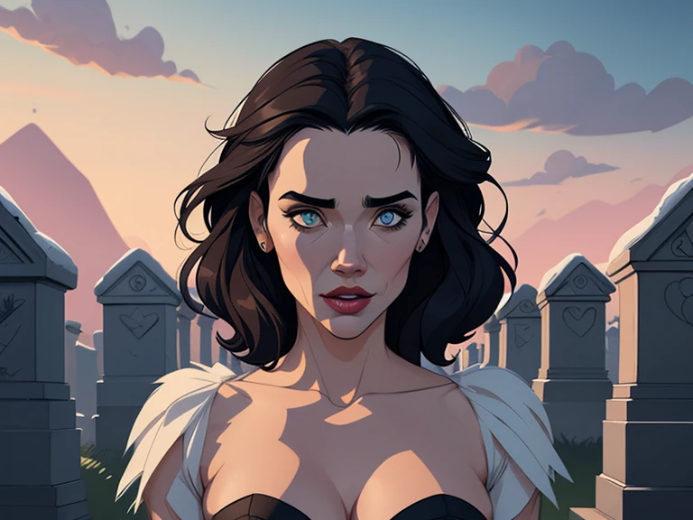 Beautiful and dynamic character pose snow white together with cinderella with body in symmetry a beast with corset and beautiful breasts, corpo bem definidoPersonagem mulher bruxa Jennifer Connelly com marcas de guerras Imagem de desenho animado de uma mulher .cartoon style illustration, estilo de arte dos desenhos animados, estilo de arte dos desenhos animados, Estilo de digital illustration, design de personagens altamente detalhado, arte digital detalhada coragem, cemetery with zombies, Design de personagens de retrato, linda digital illustration, retrato de alta qualidade, Arte em quadrinhos, mulher jovem cabelo com transas lindas . Beautiful lined eyes Medium large bust and wonderful sexy clothes. image expression of sexual desire from waist to head illustration Jennifer Connelly , delicado e sensual, estilo de desenho animado, digital illustration