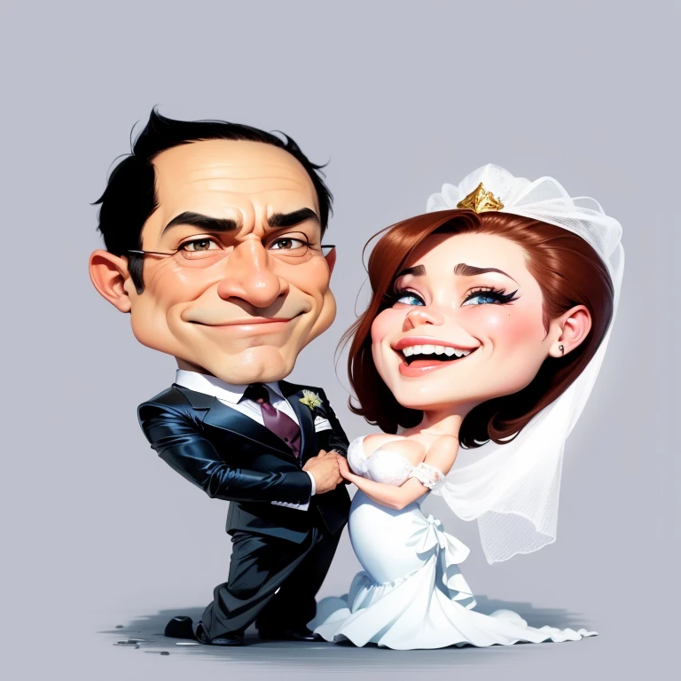 desenho digital, 4k, melhor qualidade, comic Babes, casal de noivos de desenho animado em um vestido de noiva e um noivo de terno, caricatura illustration, caricatura style, caricatura, caricatura, em estilo cartoon, caricatura!!!, ARTE DE DESENHOS ANIMADOS, Ilustra??o estilo desenho animado, caricatura, Retrato de desenho animado, Incredible, Arte de pintura digital de desenho animado, por Hugh Hughes, arte digital dos desenhos animados, pintura digital de desenho animado, caricaturista, ARTE DE DESENHOS ANIMADOSstyle