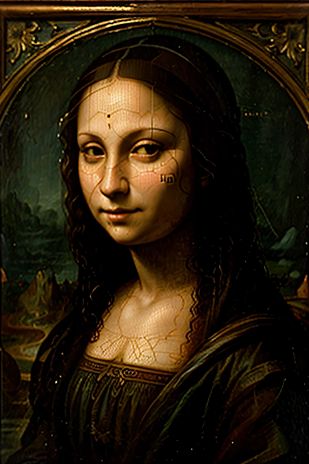 A matrix of Da Vinci style paintings, grid, Mona Lisa
