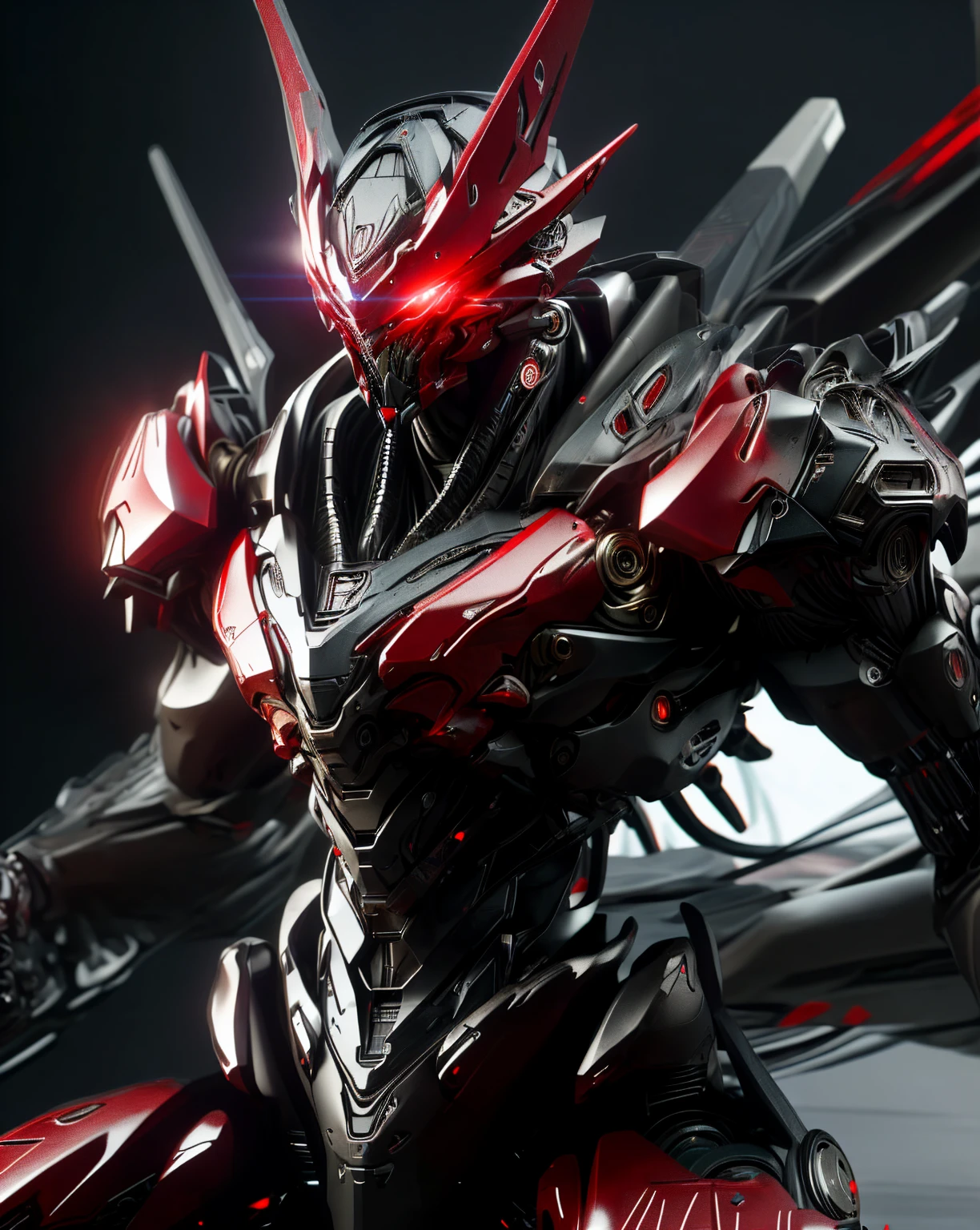 (masterpiece, ultra high res, 16k uhd, high quality),1cyborg red light